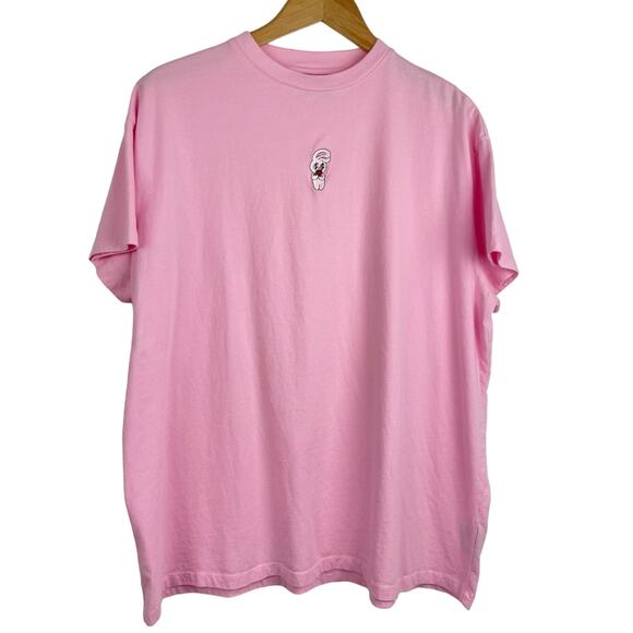 Lazy Oaf Pink T Shirt Bunny Embroidered Esther Bunny with Rose - Picture 1 of 8